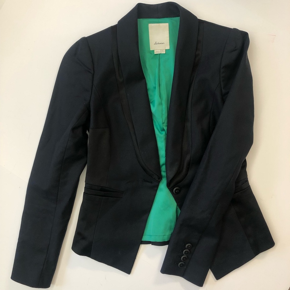 Mixed Fabric Black Blazer